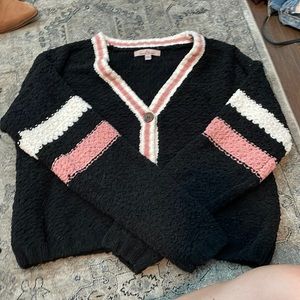 Super soft black pink and white sweater